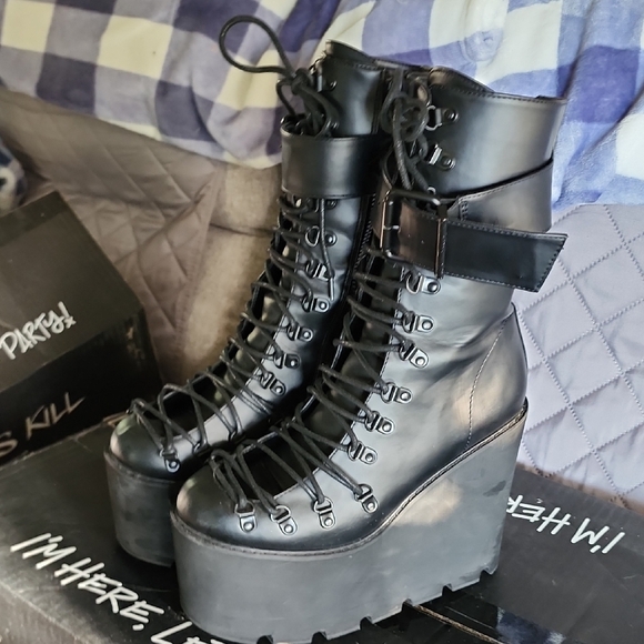 Dolls Kill Black Chunky Platform Shoes - Picture 3 of 4